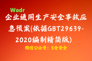 【wodr】企业通用生产安全事故应急预案(依据GBT29639-2020编制精简版）